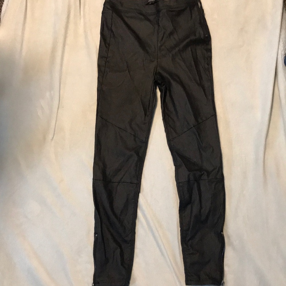 Black skinny faux leather pants